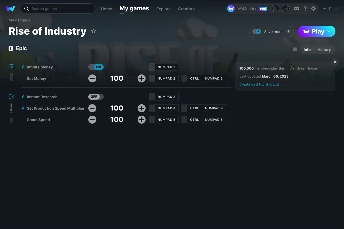 Rise of Industry "Трейнер +5" [UPD: 06.03.2023] {GreenHouse / WeMod}