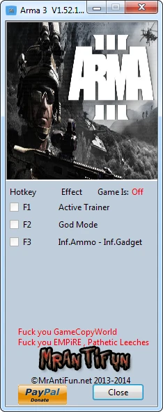 Arma 3: Трейнер/Trainer (+3) [1.88: 64 Bit] {MrAntiFun}