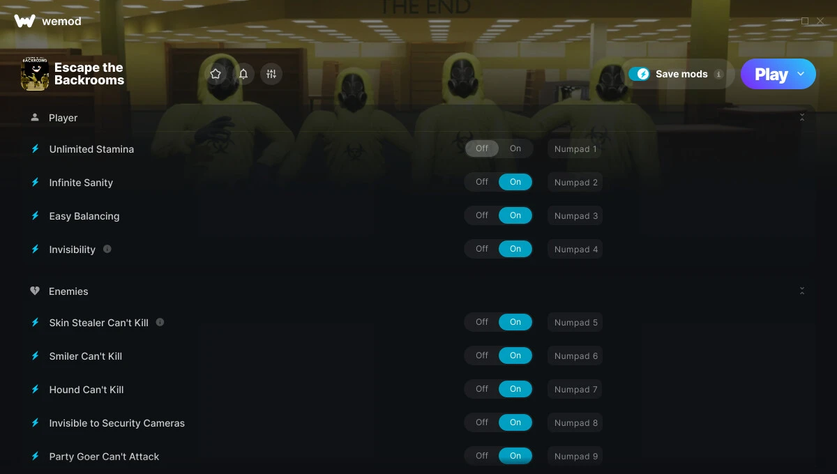 Escape the Backrooms "Трейнер +20 от WeMod: Выносливость, прыжки, скорость и пр"