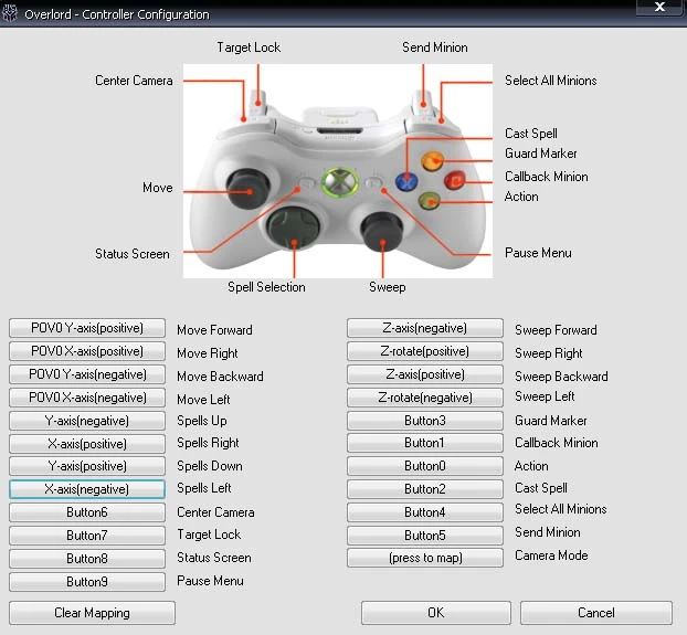 Настройка геймпада в Overlord