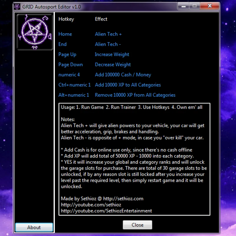 GRID: Autosport: Трейнер/Trainer (+7) [All Version] {Sethioz}