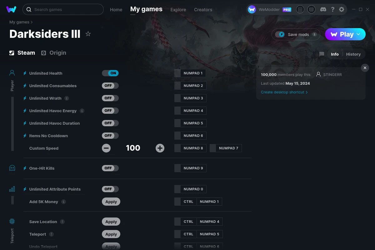 Darksiders 3 "Трейнер +13" [UPD: 15.05.2024] {STiNGERR / WeMod}