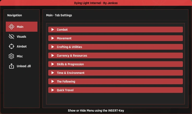 Dying Light "Чит-Мод - Internal / Редактор игрока, крафта, мира, телепорт и аимбот" [2.2] {Jenkoo}