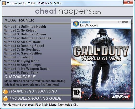 Call of Duty: World at War: Трейнер (+13) [1.0]