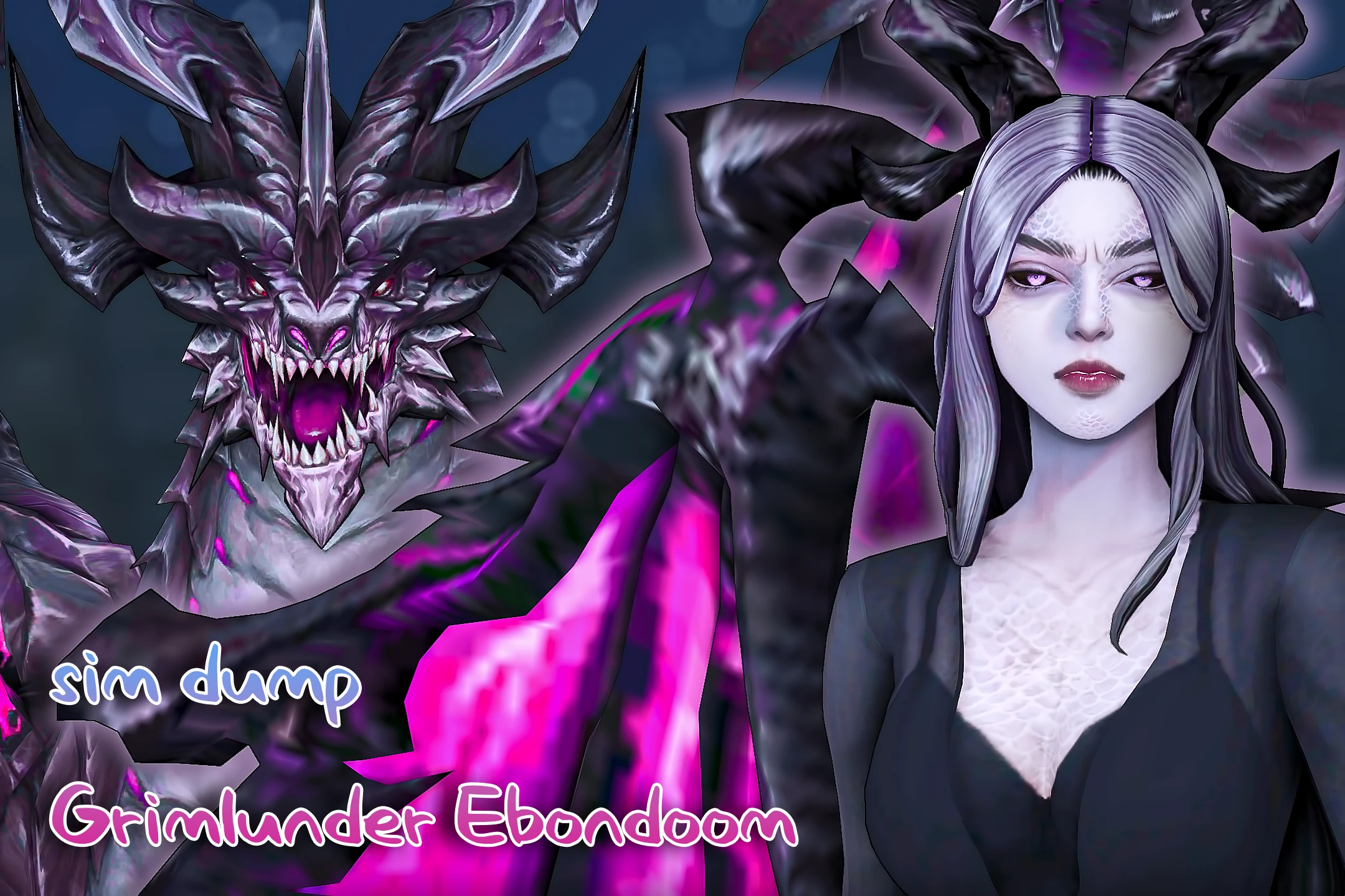 The Sims 4 "Сим - Девушка-дракон Гримлундер Эбондум, Пожирательница Тьмы"