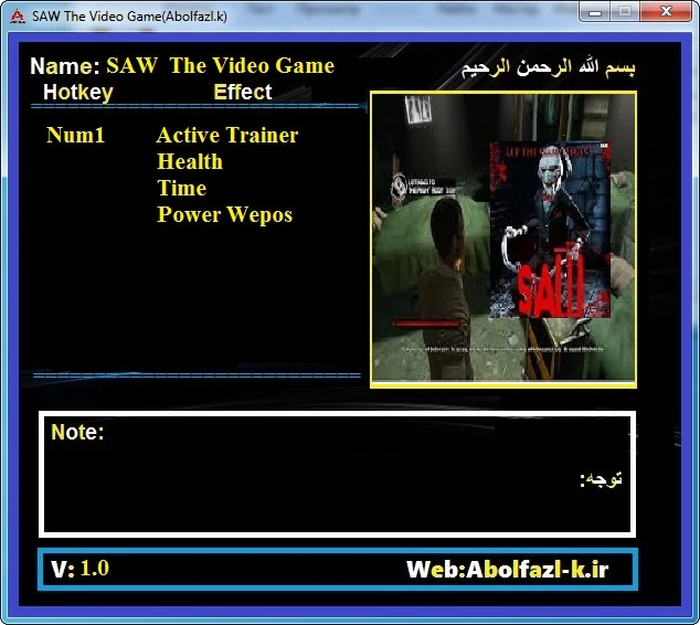 Saw: The Video Game: Трейнер/Trainer (+3) [1.0] {Abolfazl.k}