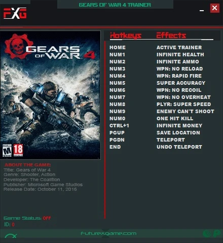 Gears of War 4: Трейнер/Trainer (+12) [12.0.0.2] {FutureX}