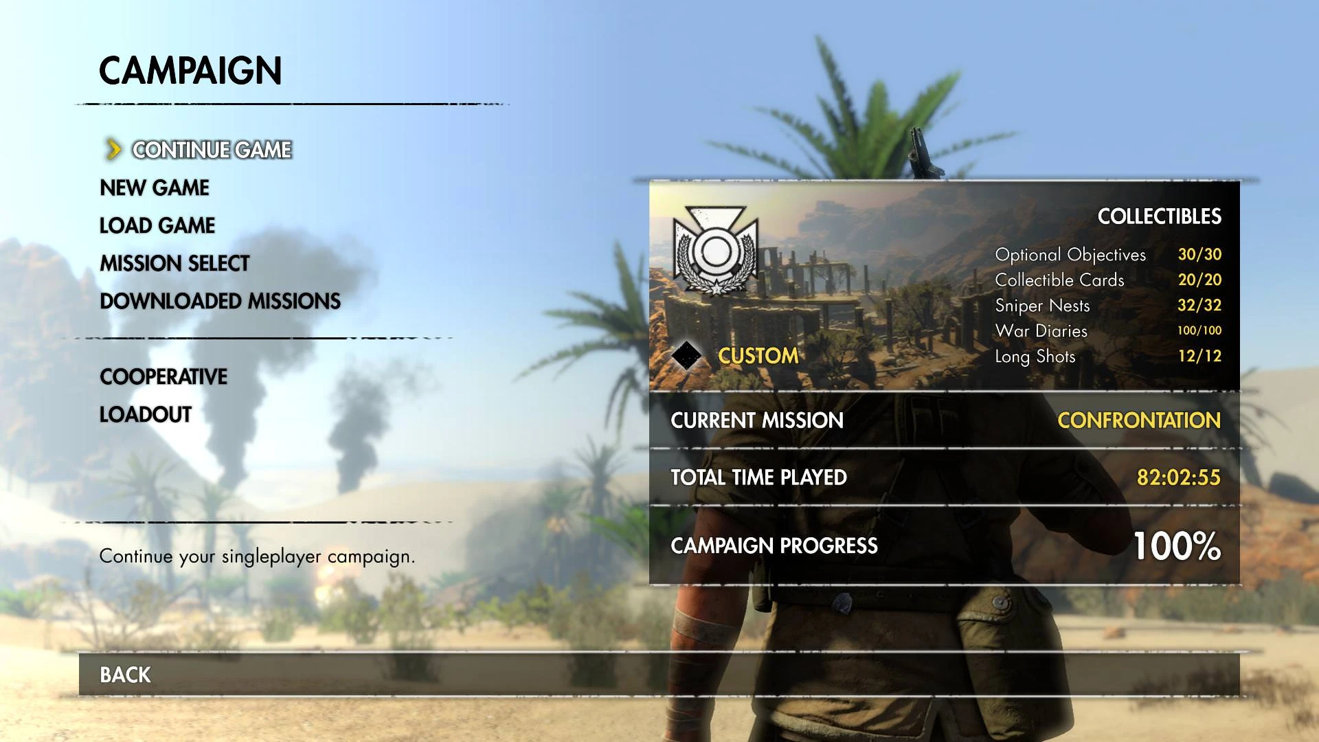 Sniper Elite 3: Сохранение/SaveGame (Игра пройдена на 100% + DLC, реалистичный, все доп. задания, все военные дневники, все медали)