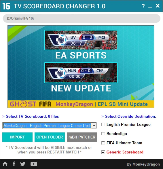 FIFA 16 "TV Scoreboard Changer by MonkeyDragon"