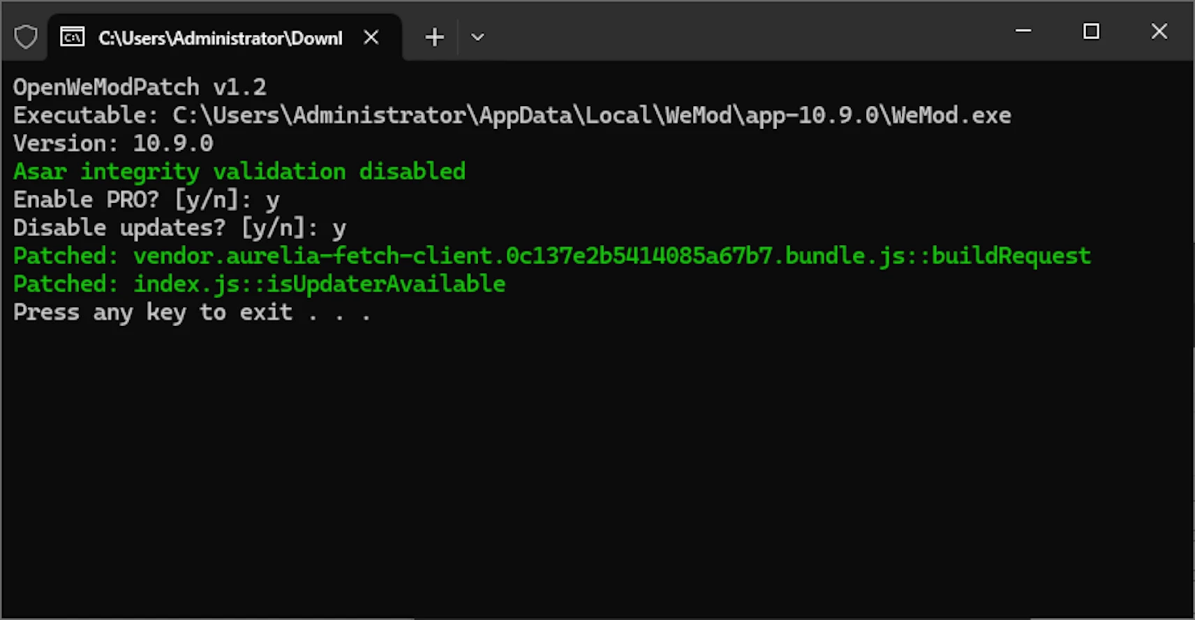 WeMod Pro Unlocker "Разблокировка PRO статуса - OpenWeModPatch"