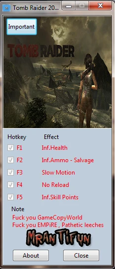 Tomb Raider (2013) ~ Game of the Year Edition: Трейнер/Trainer (+6) [1.0] {MrAntiFun}