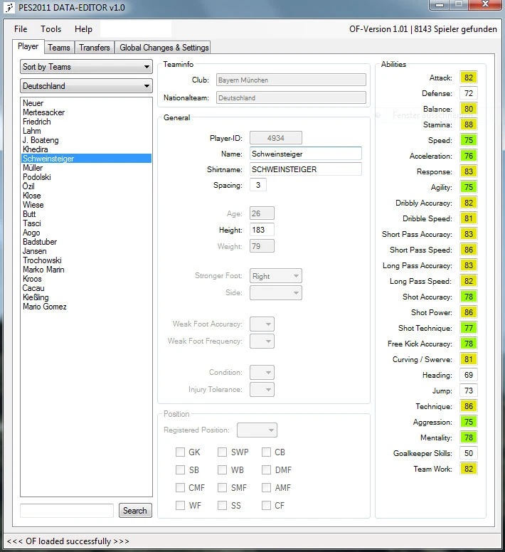 PES 2011 Data Editor v1.11 by Patros46