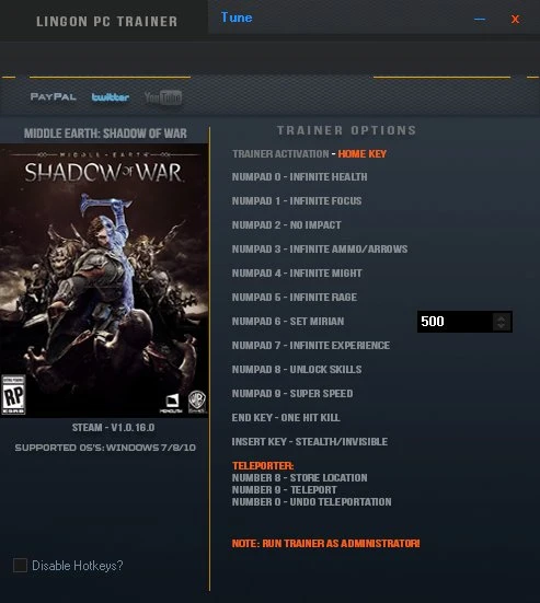 Middle-earth: Shadow of War: Трейнер/Trainer (+14) [1.0.16.0] {LinGon}