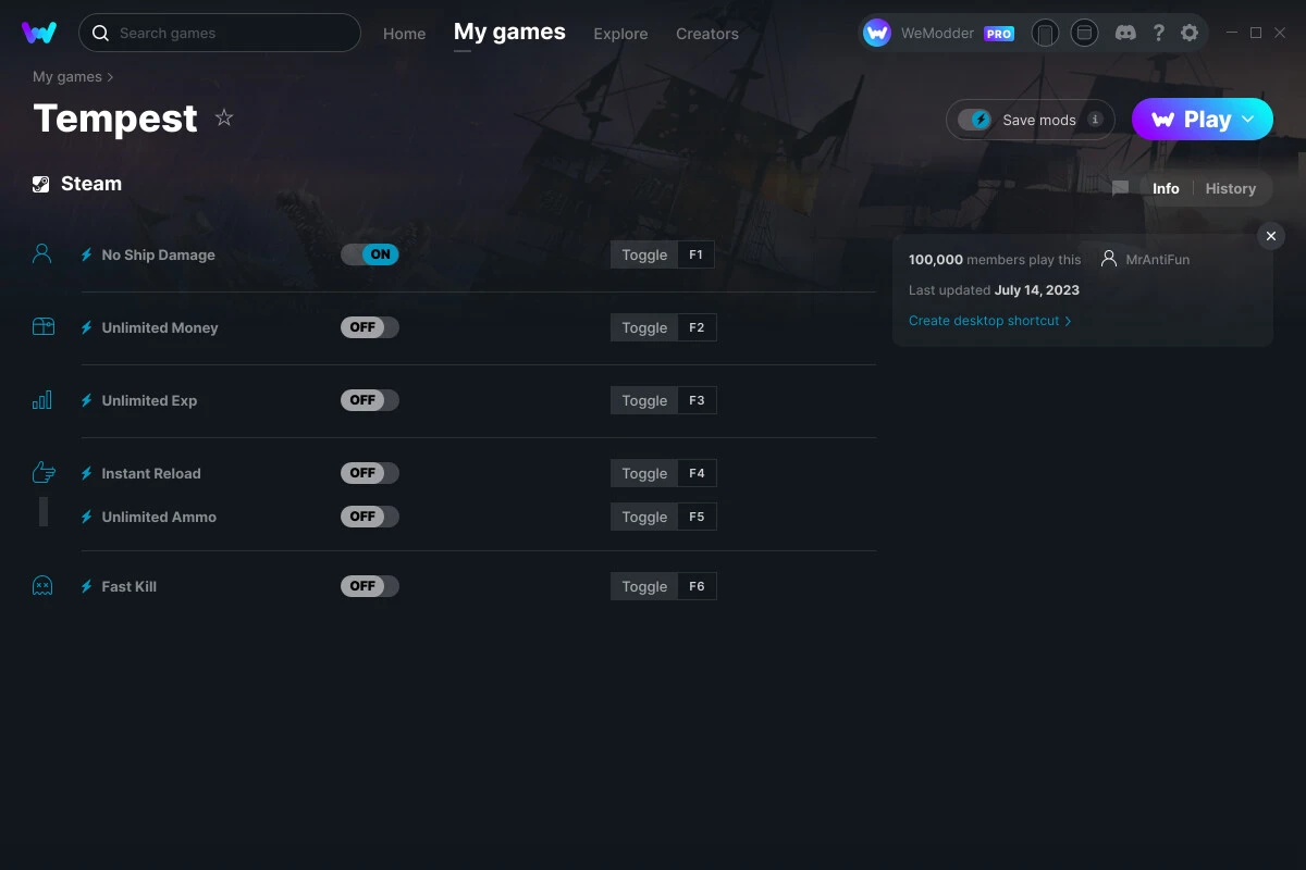 Tempest "Трейнер +6" [UPD: 14.07.2023] {MrAntiFun / WeMod}
