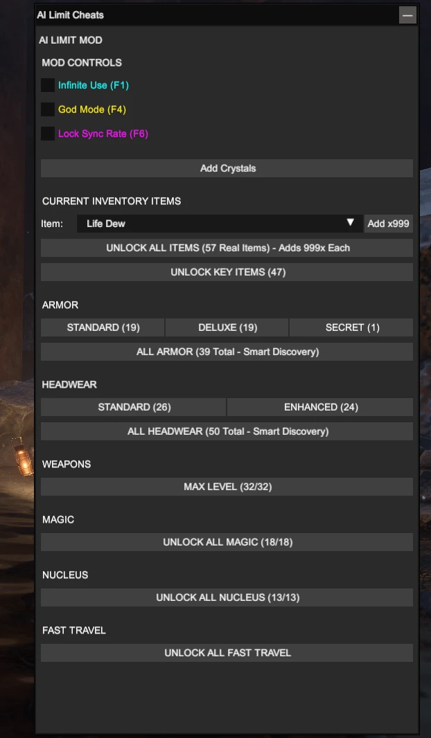 AI Limit "Чит-Мод: Здоровье, предметы, кристаллы и пр" [1.0] {DevToolsMaster}