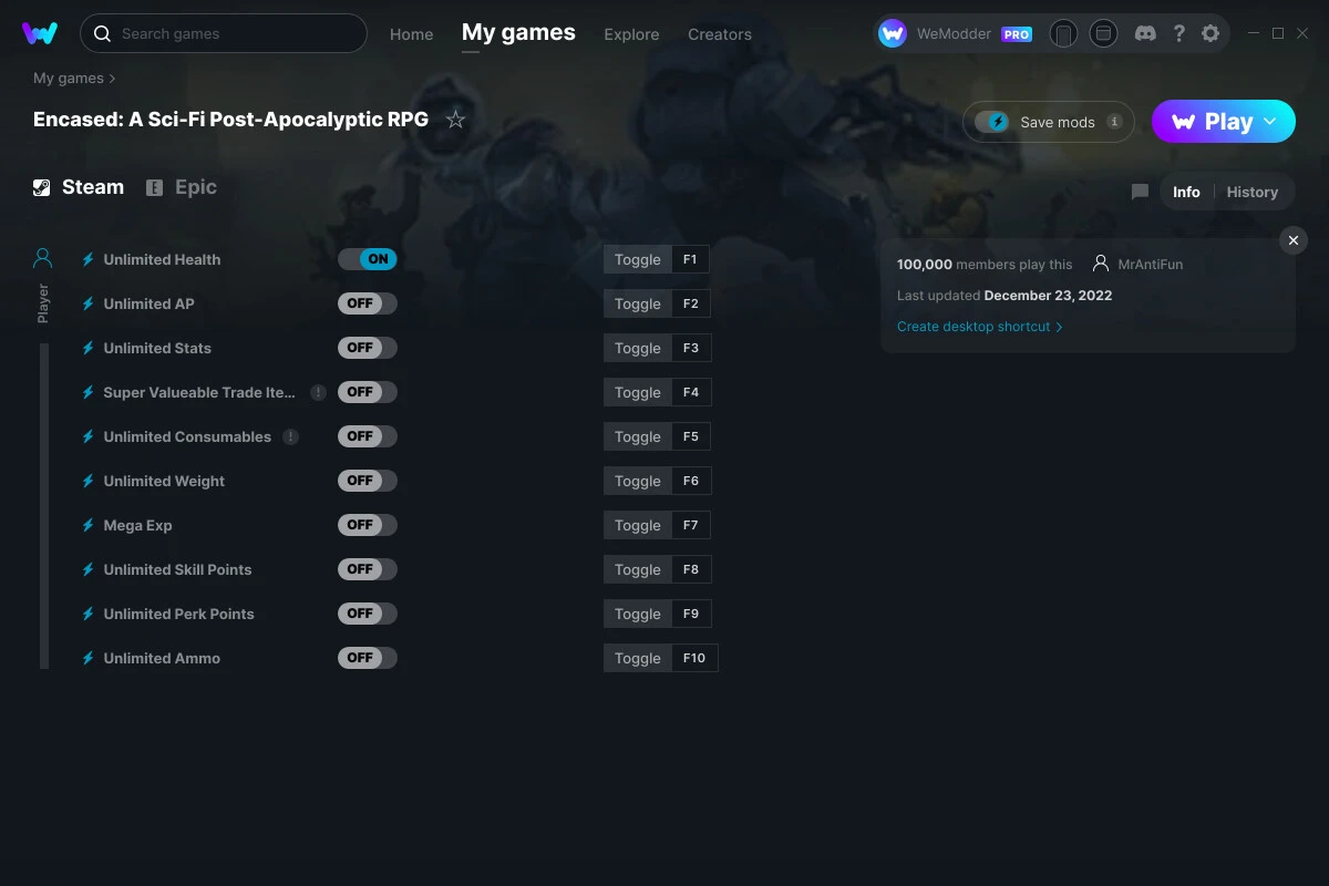 Encased: A Sci-Fi Post-Apocalyptic "Трейнер +10" [UPD: 23.12.2022] {MrAntiFun / WeMod}