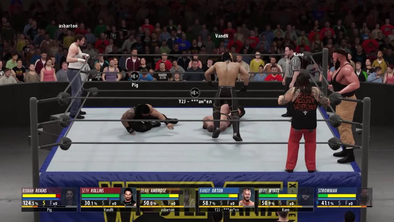 WWE 2K16 "Online - The Wyatt Family's (Bray Wyatt,Randy Orton,Strowman) VS Shield (Seth Rollins, Dean Ambrose, Roman Reigns)"