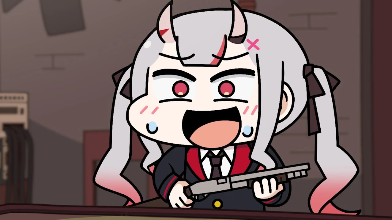 Другая сторона Аяме когда играет в Buckshot Roulette