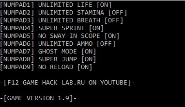 Sniper Ghost Warrior 2: Трейнер/Trainer (+9) [v 1.9] {LIRW / GHL}