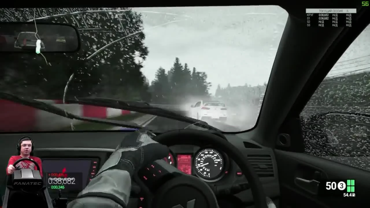 Nrburgring в грозу - хардкор Mitsubishi Lancer Evo X Project Cars на руле Fanatec CSL Elite