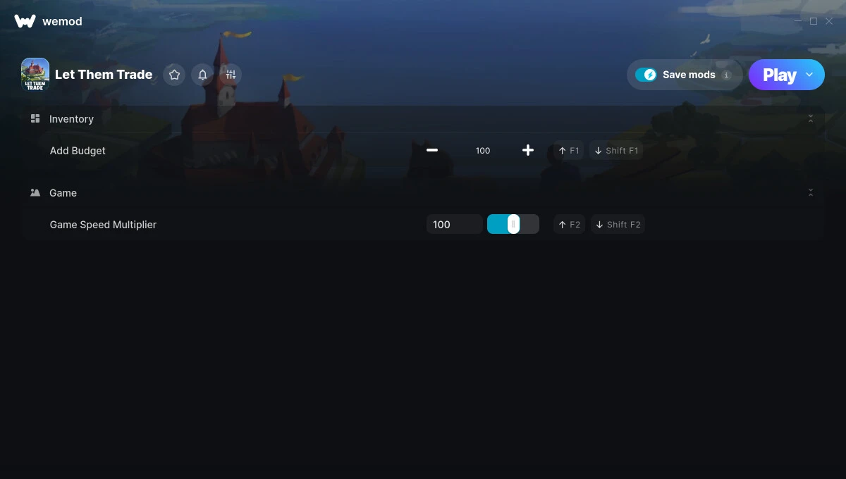 Let Them Trade "Трейнер +2 от WeMod: Бюджет и скорость"