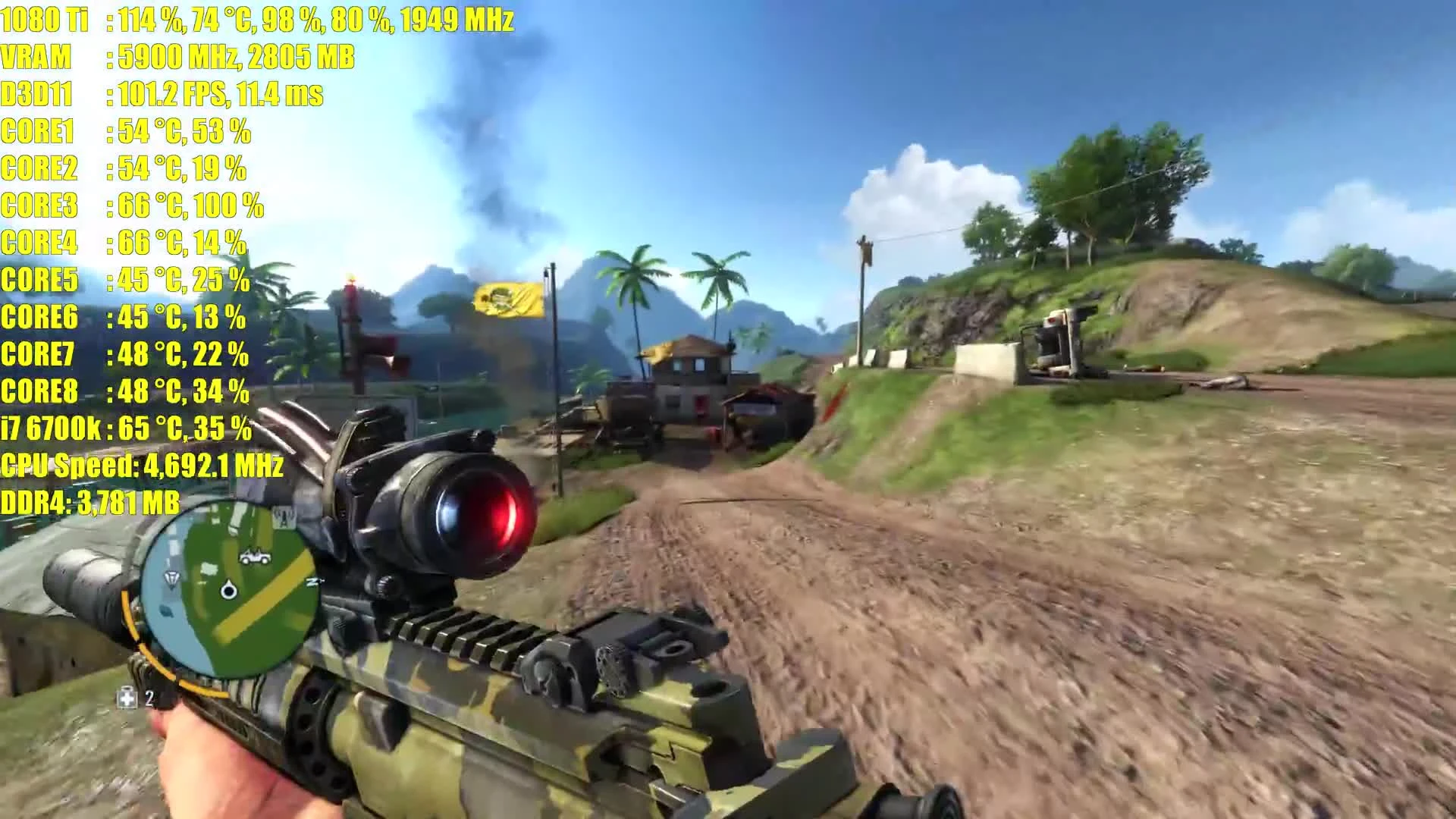 Тест производительности Far Cry 3 GTX 1080 Ti OC 4K (2160p)