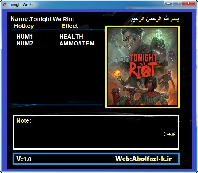 Tonight We Riot: Трейнер/Trainer (+2) [1.0] {Abolfazl.k}