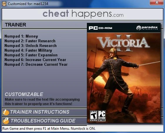 Victoria 2: Трейнер (+7)