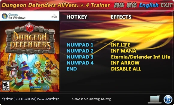 Dungeon Defenders: Трейнер/Trainer (+4/+5) [All Versions: 7.04 / 7.05 / 7.06 and Others] {FLiNG}