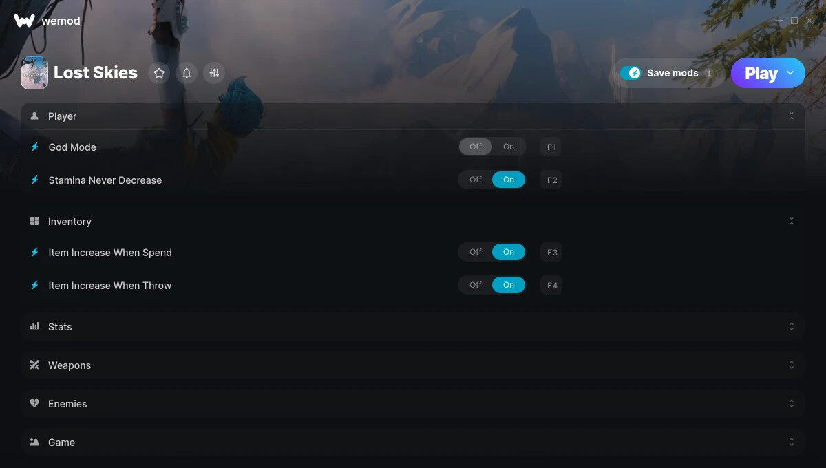 Lost Skies "Трейнер +10 от WeMod: Неуязвимость, выносливость, опыт и пр"