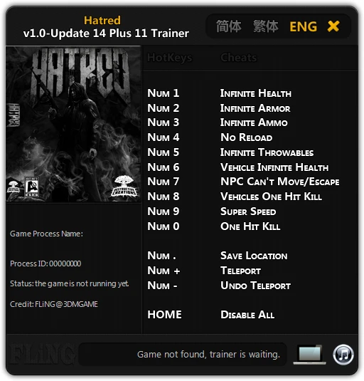Hatred: Трейнер/Trainer (+11) [1.0 - Update 14] {FLiNG}