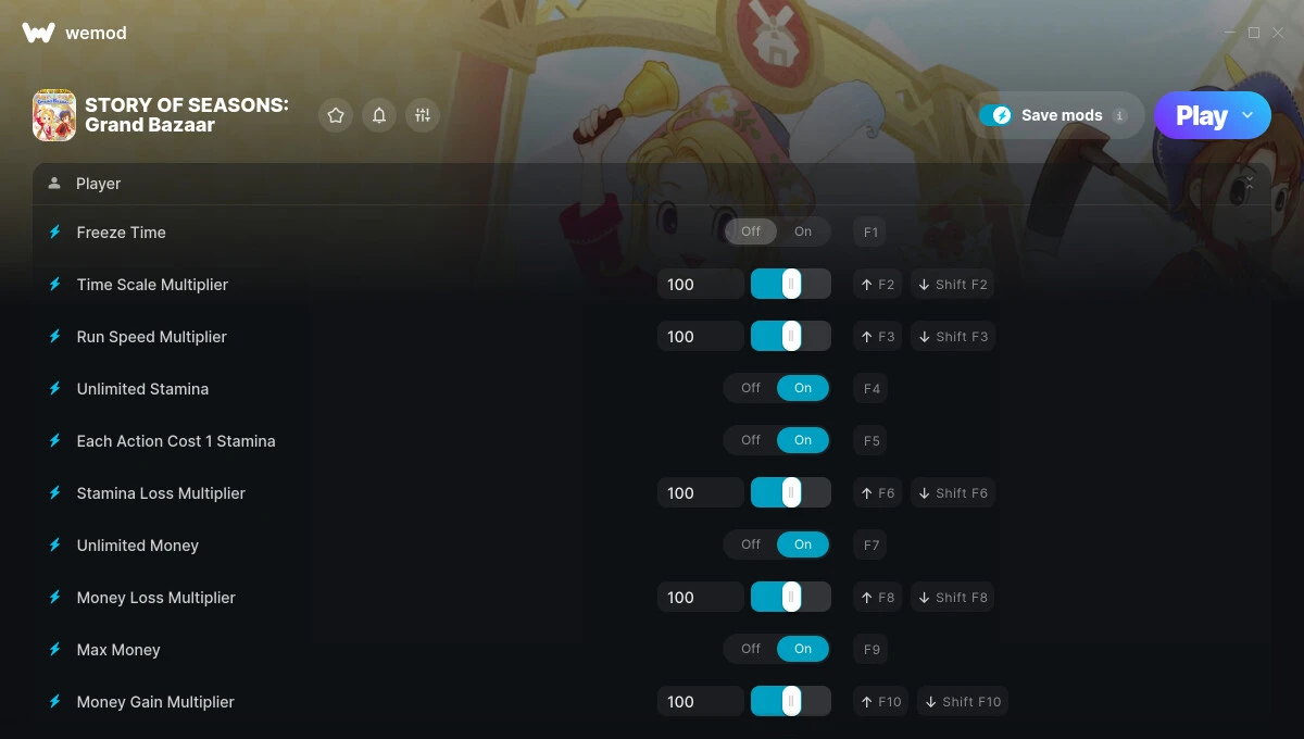 Story of Seasons: Grand Bazaar "Трейнер +14 от DrummerIX: Редактор игрока, выносливости, времени, денег"