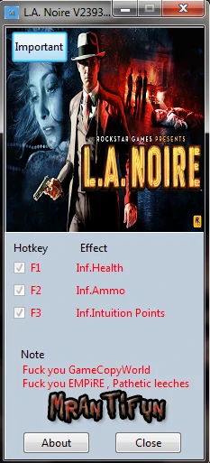 L.A. Noire: Трейнер/Trainer (+3) [2393.1.0.0] {MrAntiFun}