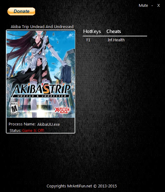 Akiba's Trip: Undead & Undressed: Трейнер/Trainer (+1: Бессмертие / Immortality) [2.27.2016] {MrAntiFun}