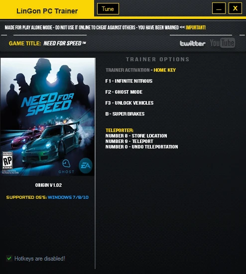 Need for Speed (2015): Трейнер/Trainer (+6) [1.02] {LinGon}