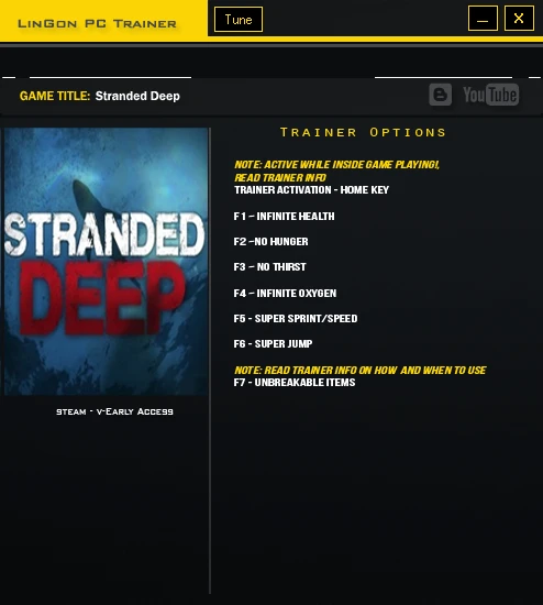 Stranded Deep: Трейнер/Trainer (+7) [Steam Early Access] {LinGon}