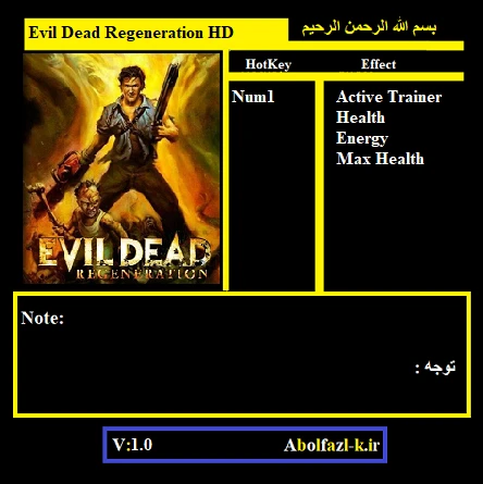Evil Dead Regeneration: Трейнер/Trainer (+3) [1.0] {Abolfazl.k}