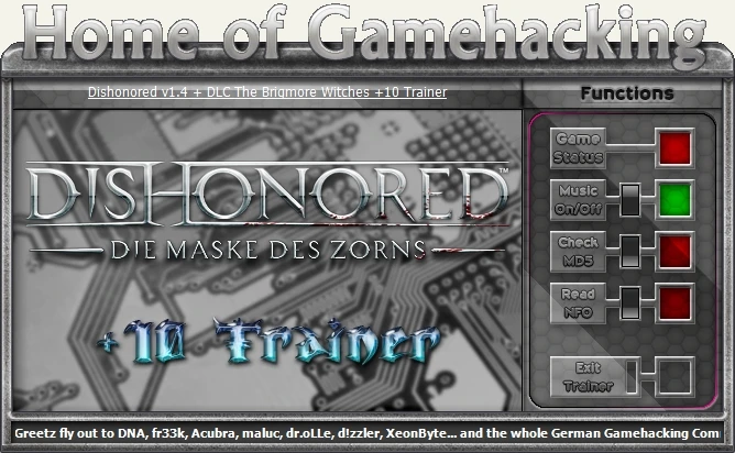 Dishonored: Трейнер/Trainer (+10) [1.5 / Update 5 + DLC] {sILeNt heLLsCrEAm / HoG}