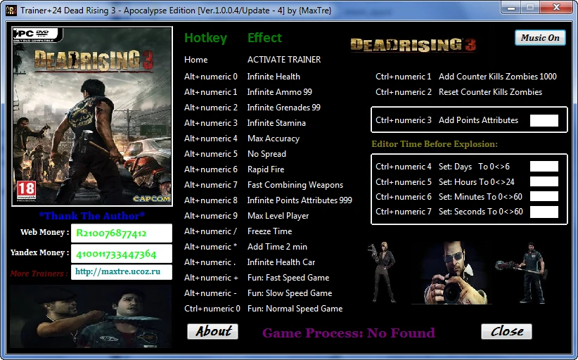 Dead Rising 3 - Apocalypse Edition: Трейнер/Trainer (+24) [1.0.0.4 / Update - 4] {MaxTre}
