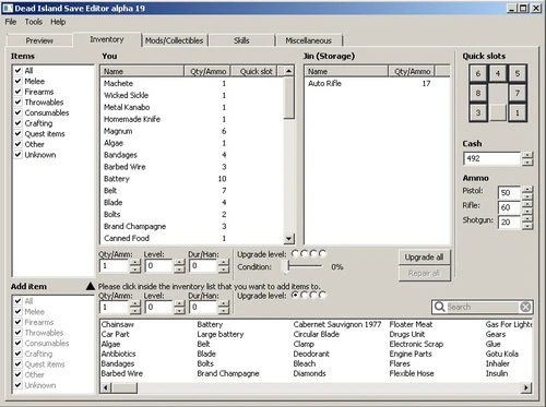 Dead Island: Редактор профиля (Save Editor)