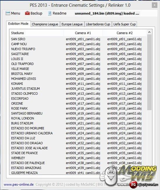 PES 2013 - Entrance Cinematics Settings / Relinker 1.0
