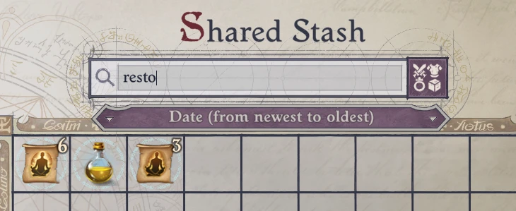 Pathfinder: Wrath of the Righteous "Панель поиска в инвентаре" (Устарело)