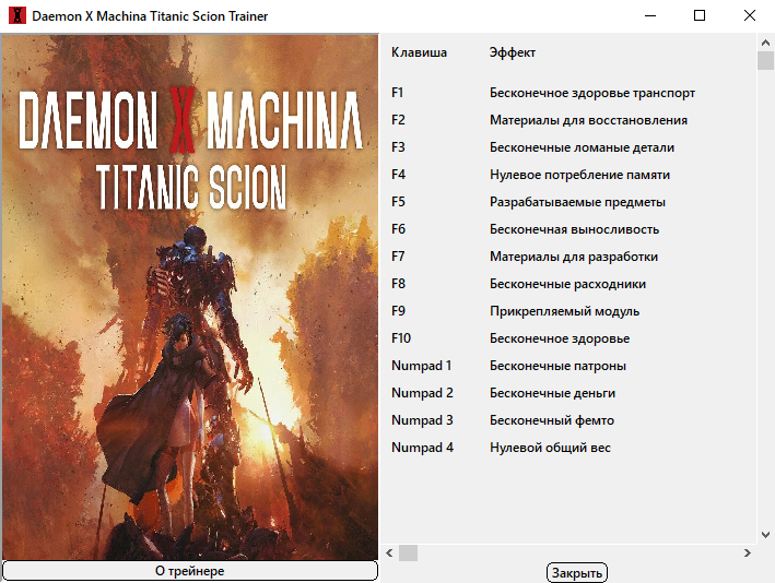 Daemon X Machina Titanic Scion "Трейнер +14 (1.2.2) " [UPD: 27.12.2025] {xX_Morda_Xx}