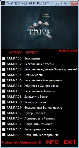 Thief (2014): Трейнер/Trainer (+12) [1.2:64 Bit] {Aleksander D}