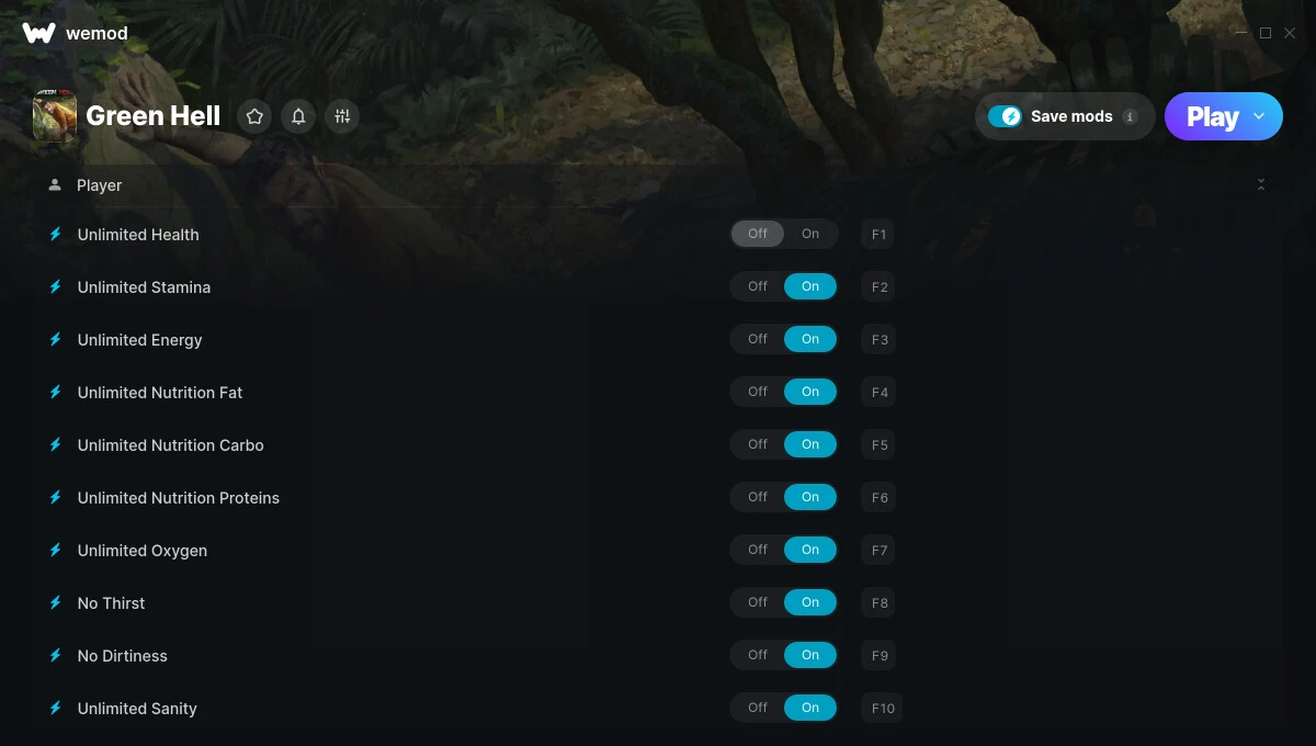 Green Hell "Трейнер +13 от WeMod: Здоровье, выносливость, энергия и пр"