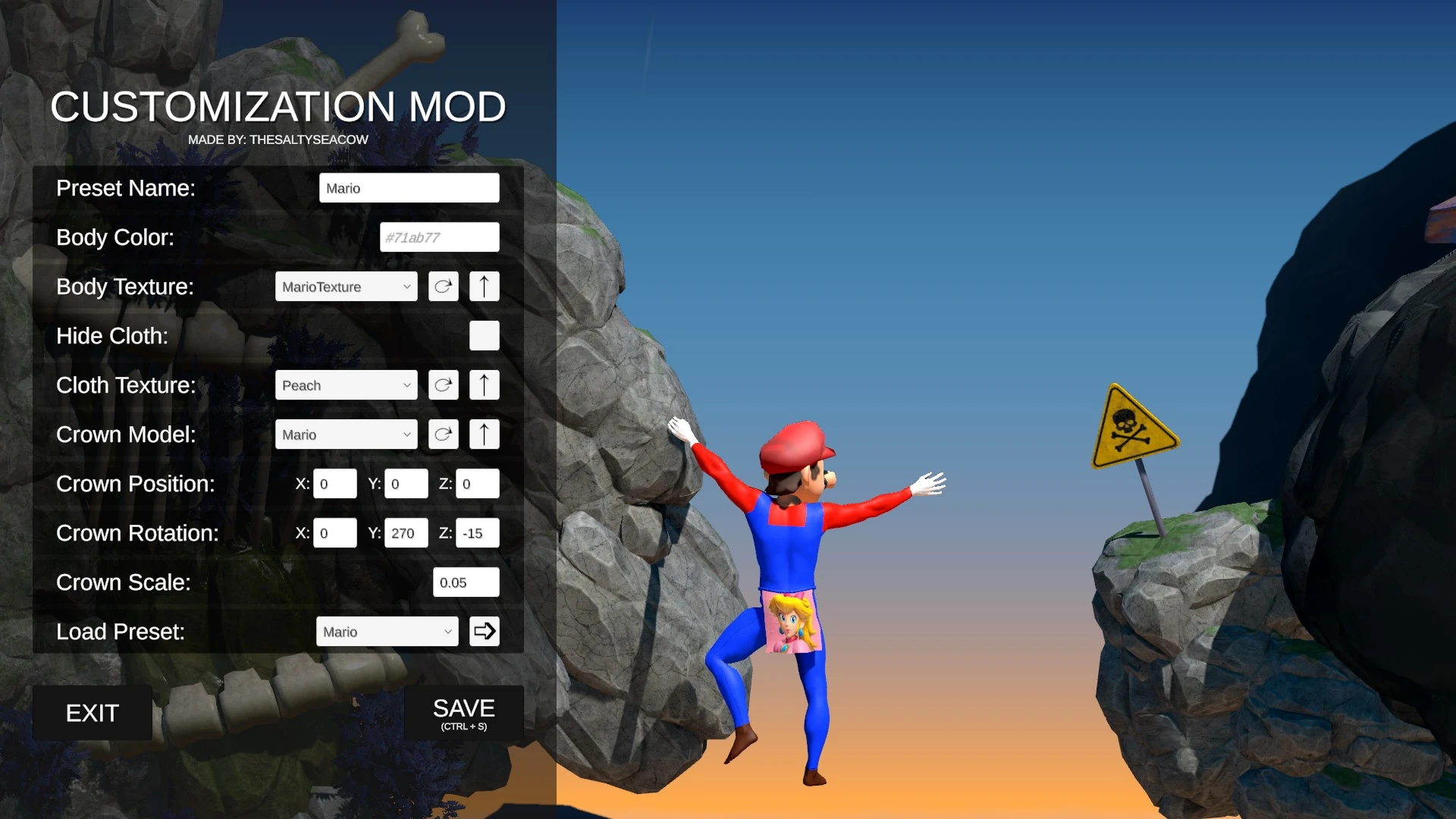 A Difficult Game About Climbing "Мод персонализации"