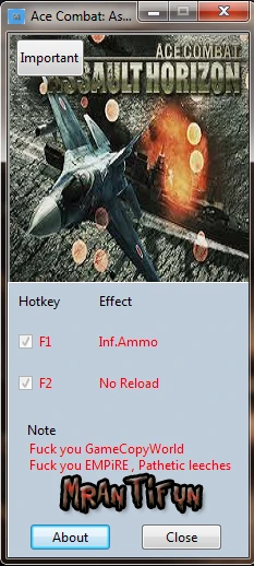 Ace Combat ~ Assault Horizon: Трейнер/Trainer (+2) [1.0.177] {MrAntiFun}