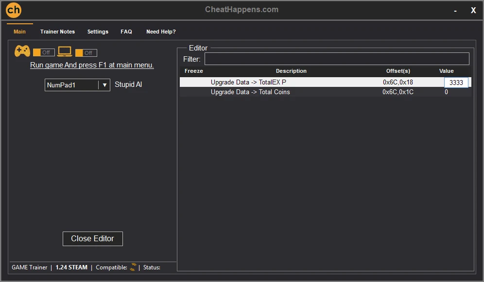 Coffin Dodgers: Трейнер/Trainer (+3) [1.24: Steam] {0x90}