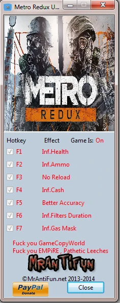 Метро 2033 ~ Redux: Трейнер/Trainer (+7) [Update 3] {MrAntiFun}
