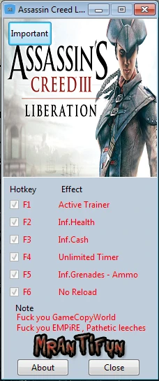 Assassin's Creed ~ Liberation HD: Трейнер/Trainer (+5) [1.0] {MrAntiFun}